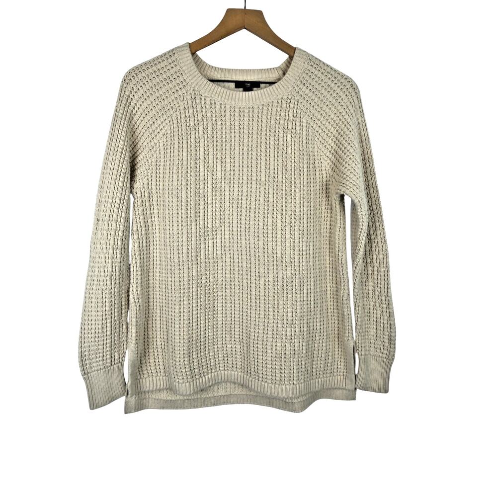 GAP Fisherman Sweater Womens Cream Large Classic Preppy Nautical Closet Staple